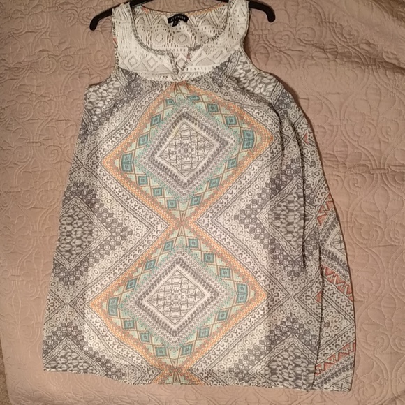 Multi-colored tank dress As U Wish w/ lace neck - Picture 4 of 6